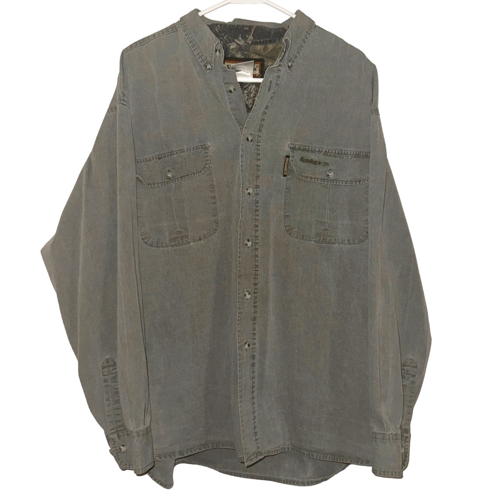Remington Workwear Button Up Shirt Faded Green Camo Lined XL